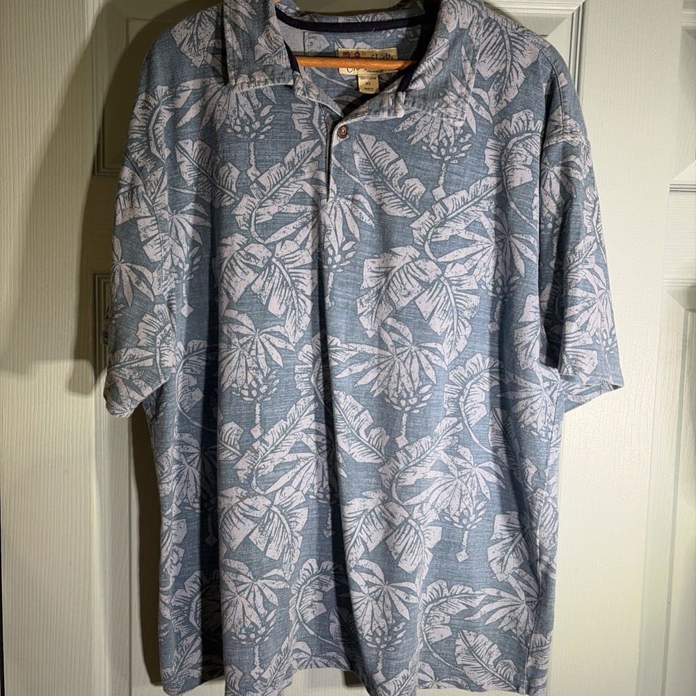 Crazy Shirts Men's Floral Leaf Short Sleeve Tropical Hawaiian Polo Shirt. Cotton